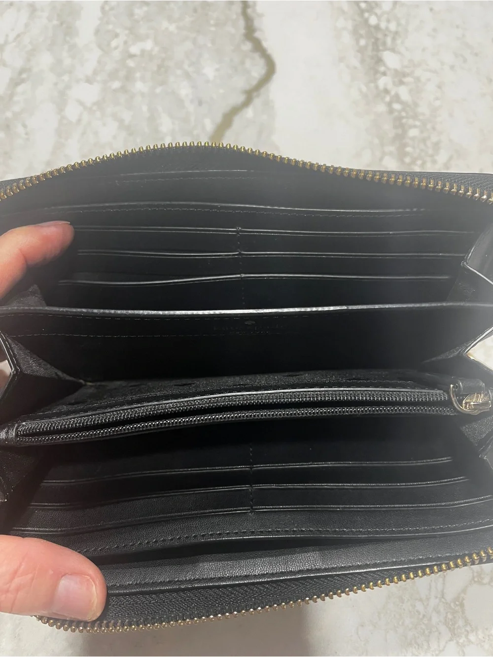 Kate Spade  Black Zip Wallet - Sleek Leather Organizer